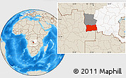 Shaded Relief Location Map of Dilolo, highlighted parent region, highlighted grandparent region