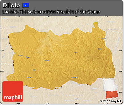 Physical Map of Dilolo, lighten