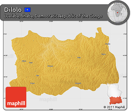 Physical Map of Dilolo, single color outside