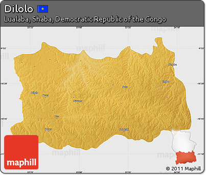 Physical Map of Dilolo, single color outside
