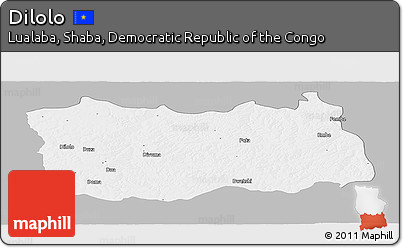 Gray Panoramic Map of Dilolo, single color outside
