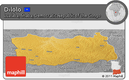 Physical Panoramic Map of Dilolo, desaturated