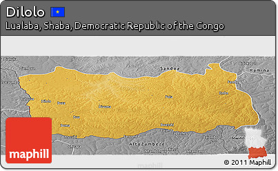 Physical Panoramic Map of Dilolo, desaturated