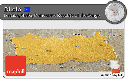 Physical Panoramic Map of Dilolo, semi-desaturated