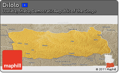 Physical Panoramic Map of Dilolo, semi-desaturated