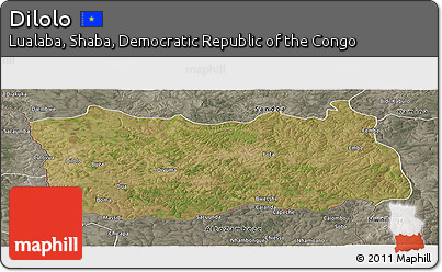 Satellite Panoramic Map of Dilolo, semi-desaturated