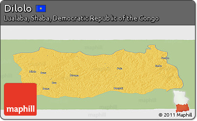 Savanna Style Panoramic Map of Dilolo, single color outside