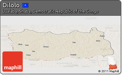 Shaded Relief Panoramic Map of Dilolo, lighten
