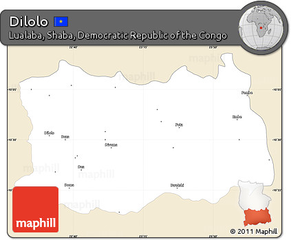 Classic Style Simple Map of Dilolo, single color outside