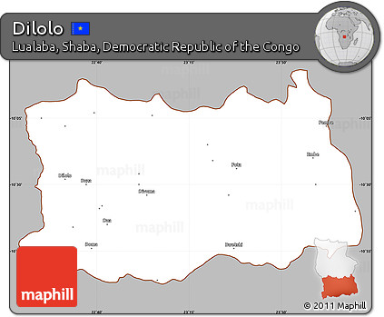 Gray Simple Map of Dilolo, cropped outside