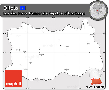 Silver Style Simple Map of Dilolo, cropped outside