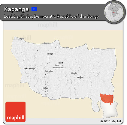 Classic Style 3D Map of Kapanga, single color outside