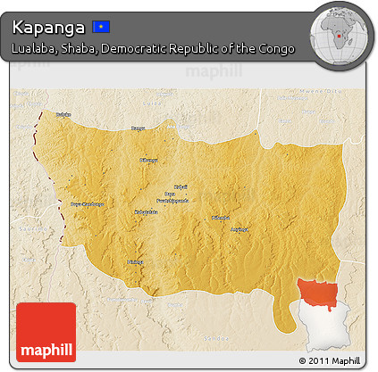 Physical 3D Map of Kapanga, lighten
