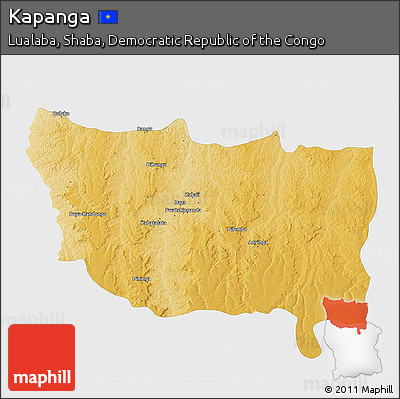 Physical 3D Map of Kapanga, single color outside