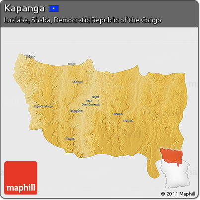 Physical 3D Map of Kapanga, single color outside