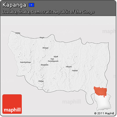 Silver Style 3D Map of Kapanga, single color outside