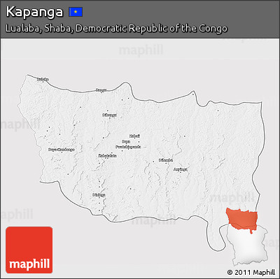 Silver Style 3D Map of Kapanga, single color outside