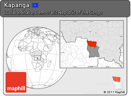 Blank Location Map of Kapanga, highlighted country, highlighted parent region
