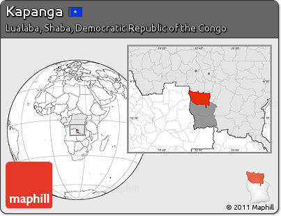 Blank Location Map of Kapanga, highlighted country, highlighted parent region