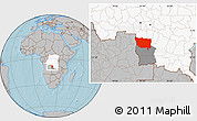 Gray Location Map of Kapanga, highlighted country, highlighted parent region, hill shading
