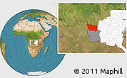 Satellite Location Map of Kapanga, highlighted parent region, highlighted grandparent region