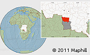 Savanna Style Location Map of Kapanga, highlighted country, highlighted parent region, hill shading