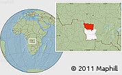 Savanna Style Location Map of Kapanga, highlighted parent region, hill shading