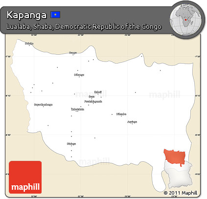 Classic Style Simple Map of Kapanga, single color outside