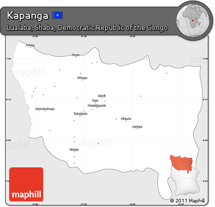 Silver Style Simple Map of Kapanga, single color outside
