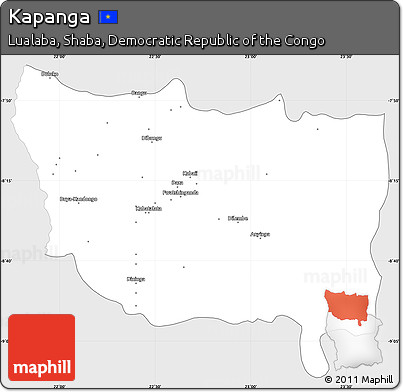 Silver Style Simple Map of Kapanga, single color outside