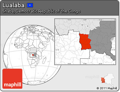 Blank Location Map of Lualaba, highlighted country, highlighted parent region