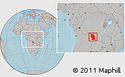 Gray Location Map of Lualaba, within the entire country, hill shading