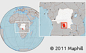 Gray Location Map of Lualaba, highlighted country, within the entire country, hill shading