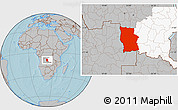 Gray Location Map of Lualaba, highlighted parent region, hill shading