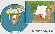 Satellite Location Map of Lualaba, highlighted country, within the entire country