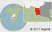 Savanna Style Location Map of Lualaba, highlighted country, highlighted parent region, hill shading