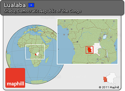 Savanna Style Location Map of Lualaba, highlighted parent region, within the entire country