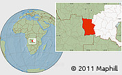 Savanna Style Location Map of Lualaba, highlighted parent region, hill shading