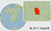 Savanna Style Location Map of Lualaba, hill shading