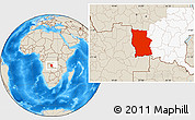 Shaded Relief Location Map of Lualaba, highlighted parent region