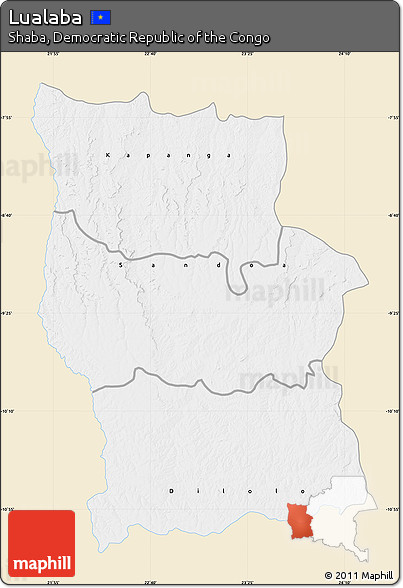 Classic Style Map of Lualaba, single color outside