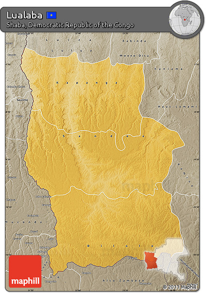 Physical Map of Lualaba, semi-desaturated