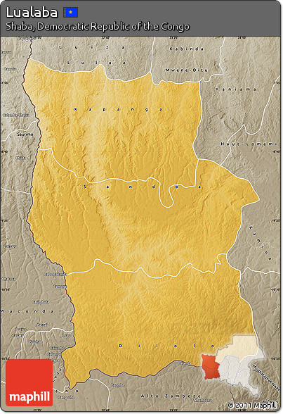 Physical Map of Lualaba, semi-desaturated