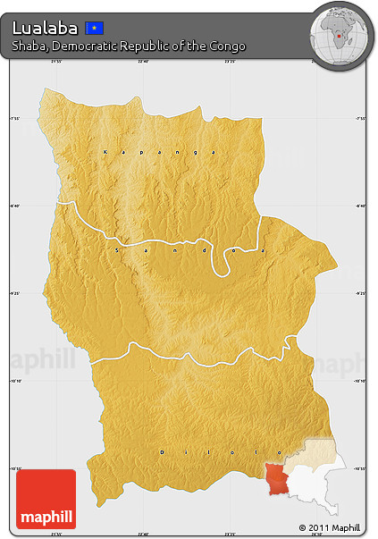 Physical Map of Lualaba, single color outside