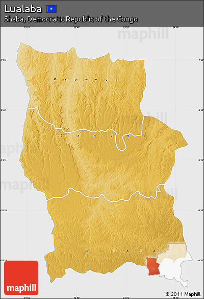 Physical Map of Lualaba, single color outside