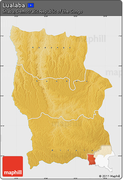 Physical Map of Lualaba, single color outside
