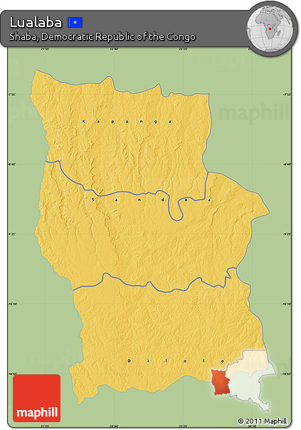 Savanna Style Map of Lualaba, single color outside