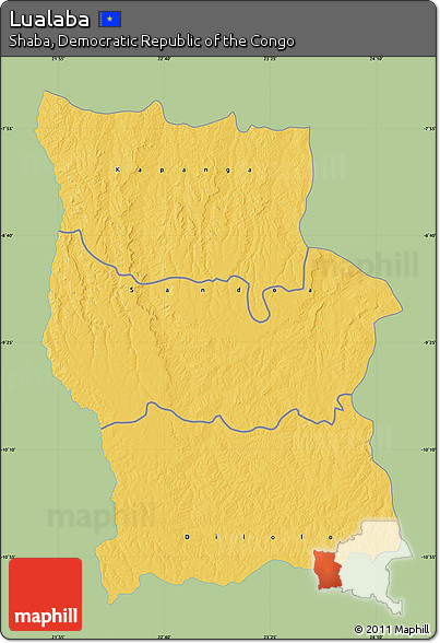 Savanna Style Map of Lualaba, single color outside