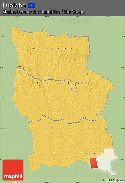 Savanna Style Map of Lualaba, single color outside