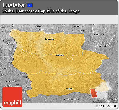 Physical Panoramic Map of Lualaba, desaturated